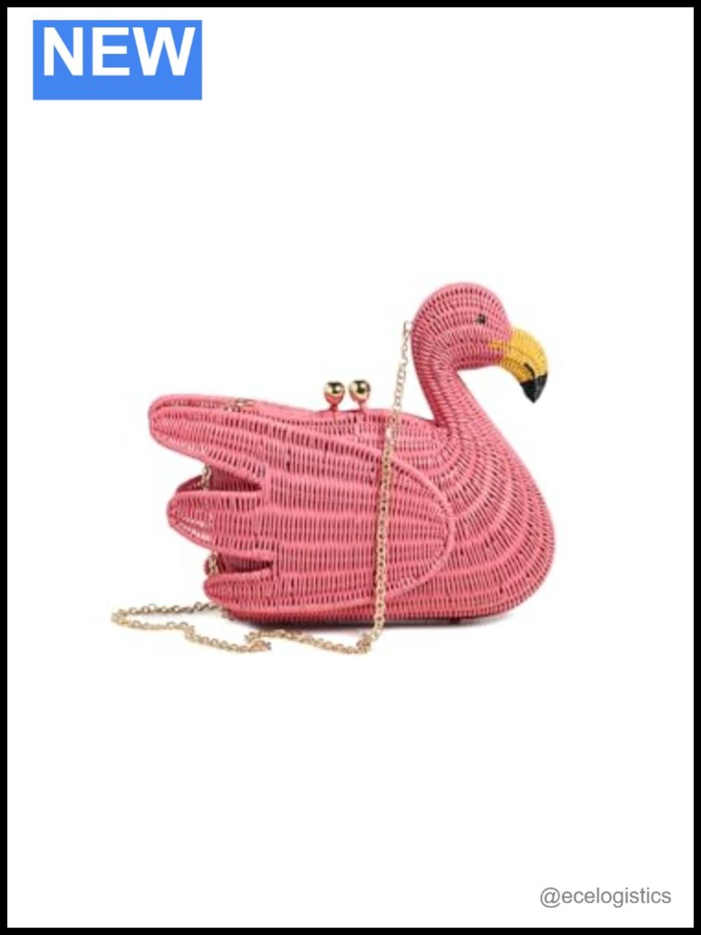 Serpui Dante Flamingo Clutch Rattan Structured Evening Bag